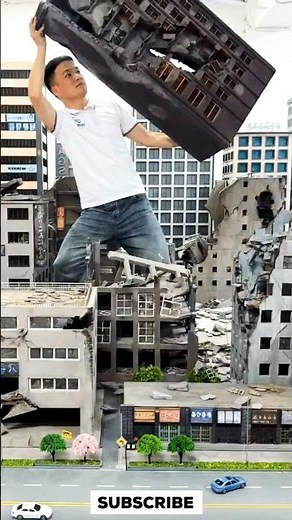 Giant Man Destroys City in Seconds! 💥🏙️ | Epic Miniature VFX Scene!" #shortvideos #shorts