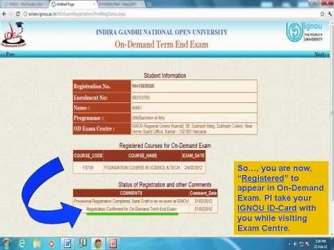 Simple step-by-step guide for registering in IGNOU's On-Demand Examination