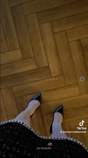 Mini Skirt, Seamed Stockings and Louboutin Pigalle Stiletto High Heels. Walking ASMR