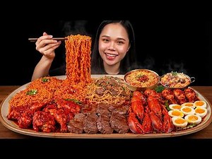 Giant Spicy Chinese Noodle Feast | Extreme SPICY NOODLES Eating Sounds Mukbang
