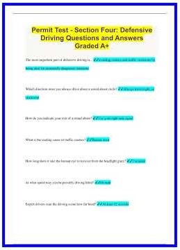 Permit Test Section Four Defensive Driving Questions and Answers Graded A2238 636x882