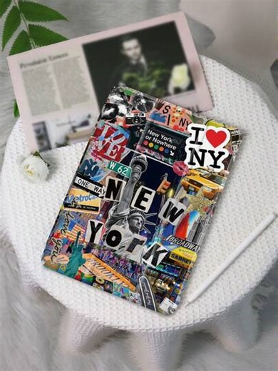 Funda para tableta con patrón de collage "I Love New York", compatible con iPad 9.7/10.2/10.5/10.9/12.9/Pro 11, 10ma generación, compatible con Samsung Galaxy Tab S6 Lite 10.4 pulgadas, compatible con Kindle Paperwhite 12a generación 2024, Kindle (11a generación) versión 2022, protección contra caídas suaves, soporte inteligente/activación/suspensión automática | SHEIN