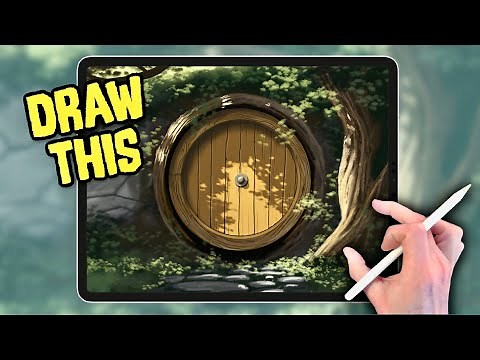 PROCREATE Landscape DRAWING Tutorial in EASY Steps - Hobbit House Door
