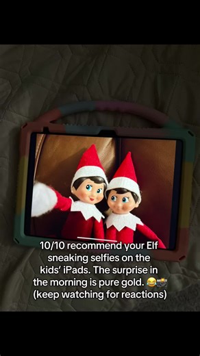 Elf iPad selfies = the ultimate morning surprise. 10/10 would recommend. 😂📸 #elfontheshelf #momsoftiktok #parentinghacks #christmas #parenting