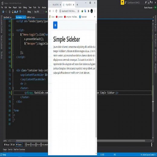 Navigation left menu of Master Page in ASP NET | bootstrap | jQuery