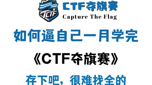 全B站最用心的CTF教程，整整500集，7天从入门到实战，学完即可就业，少走99%的弯路，学网络安全看这