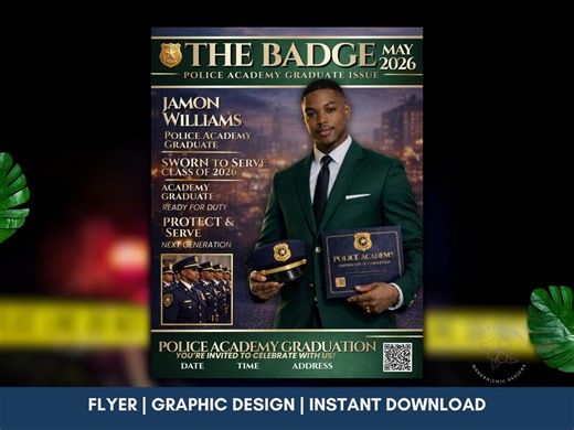 Police Academy Graduation Magazine Cover Template, Law Enforcement Grad Party Invitation (digital Download) - Etsy