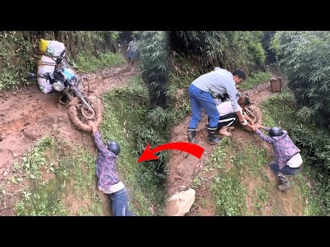 A young man accidentally fell off a cliff while riding his bike, and a kind passerby saved him！