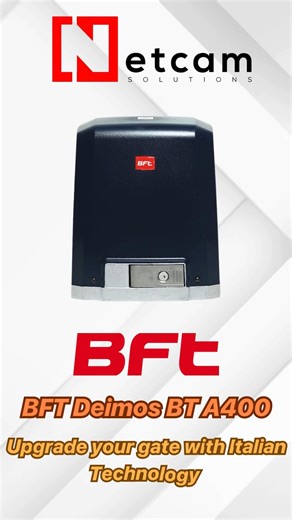 Netcam Solutions on Instagram: "Upgrade your gate in seconds 👇 BFT Deimos BT A400 • Remote & app control • Soft start/stop, quiet moves • Safety sensors & auto-close • Battery backup ready Book your installation today! 📞 0313-6979797 | @netcamsolutions #BFT #GateMotor #SlidingGate #SecuritySolutions #SmartHome #CCTV #AccessControl #NetcamSolutions"