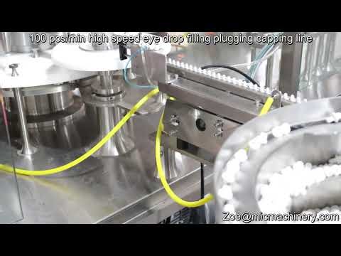 100 pcs/min high speed eye drop filling plugging capping line