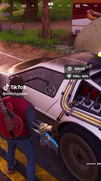 DeLorean Vehicle Appearance in Fortnite Gameplay