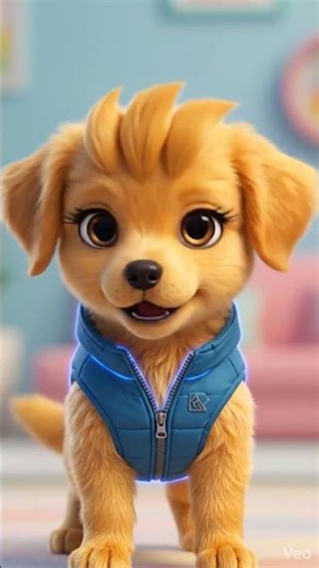 Neon: The puppy with the glowing vest! 🌟🐶 #PixarStyle #3danimation #banana #cgianimation
