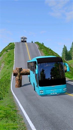 Colourful Long Buses & Cement Truck vs Bollards Crash - BeamNG.Drive#shortvideo #shorts#beamngdrive