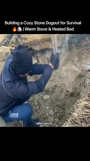 Building a Cozy Stone Dugout for Survival 🔥🪨 | Warm Stove & Heated Bed Watch the process of building a cozy stone dugout deep in nature 🌲 A warm stove and heated bed make this hidden shelter perfect for surviving cold conditions ❄️🔥 Follow for more bushcraft and survival content! #bushcraft #survival #shelter #camping #forestlife