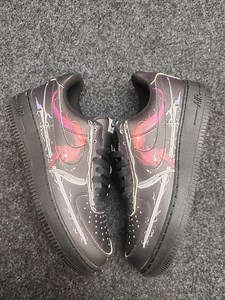 Custom Black Flame Sneakers: Air Force Style, Red Phoenix Fire Design, Streetwear Custom Shoes - Etsy