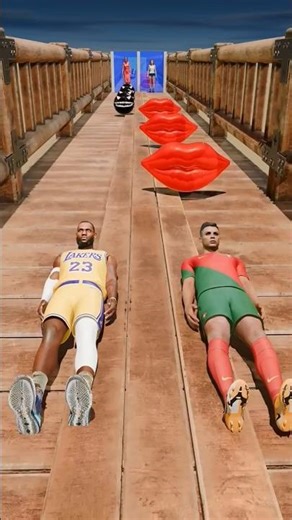 Lebron James vs Ronaldo GTA V New Kiss or Save Run Funny Epic Challenge!