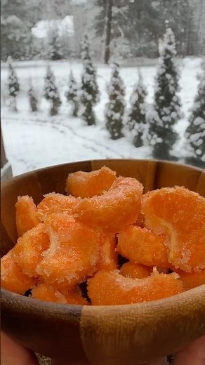 Testing viral Frozen “Hot Ice” Citrus Snack | by ggoni_kitchen #wintersnack #crispysnack #귤 #초간단레시피