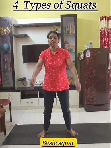 4 types of Squats | Basic squat | In and out squat | elbow to knee squat | jump squat |