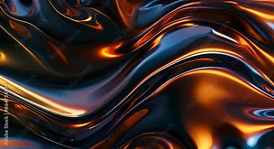 A piece of artwork with a blue and orange swirl. The colors are vibrant and the texture is shiny. The piece seems to be abstract and modern