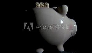 Save money for a car. Pig piggy bank with machine letters.
