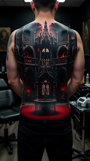 Gothic castle tattoo #realstictattoo #b #fpy #ink #tattoo