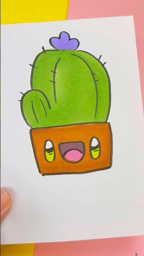🌵 Cómo Dibujar un Cactus Kawaii ✨ Paso a Paso