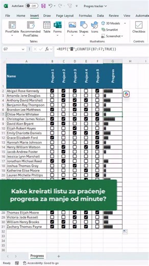 Želiš da pratiš progres projekta kroz Excel za manje od 60 sekundi?⏱️ Sve što ti treba su checkbox-ovi i jedna formula. ✅ Svaki čekirani zadatak = tvoja progres raste 📈 Prati nas za još Excel trikova. 💡 #excelgrasic #microsoft #data #microsoftmvp #microsoftexcel #microsoftambassador #outliers #data | excel.grasic