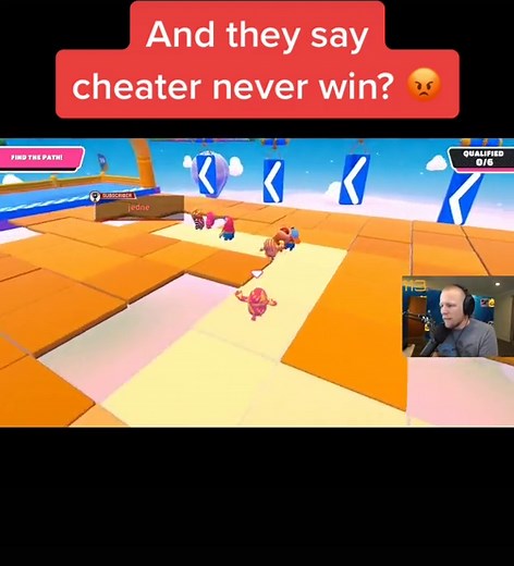 Fall Guys caught a cheater #fallguyshacker #fallguyscheater #fallguys #fallguysultimateknockout #fyp #foryou