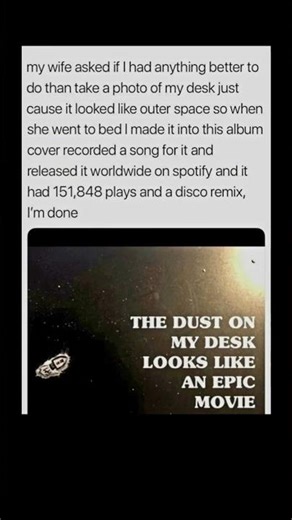 He turned dust on his desk into a whole Spotify release 😂🎵 | Subscribe for more #motivation 😊👍