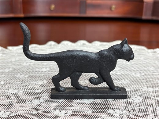 Franklin Mint Curio Cabinet Cat / Black Cast Iron Cat Figurine / Vintage Walking Cat Sculpture / 1980s Mini Collectible - Etsy