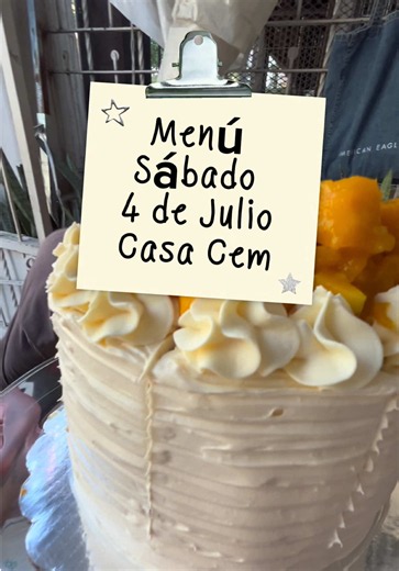 Menú de rebanadas 4 de julio en Casa Cem — venta 5pm-11pm