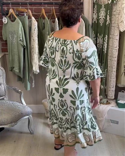 27K views · 252 reactions | Mandy looking lush wearing the Monaco! Kizzie worn it on the live today also. Fits 10-18s £22.00 https://www.thefashionshop.online/products/monaco-khaki-and-white-dress-10-18 | The Fashion Shop | Facebook