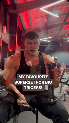 My favourite superset for big triceps! 💥 Heavy weight / High volume / 40 rep set! Absolutely ruthless, crazy burn, mad pump and there’s no two ways about it - your triceps WILL grow from this!!! Give it a try and let me know how you find it! 🥐🔥 #tricepsworkout #pumped #workout #bigarms #tricepstraining #armday #supersets #trythis #armworkout #gymworkout #bodybuilding #armdayworkout | Elliot Robinson Fitness