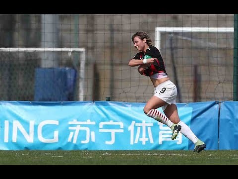 Female footballer took off her jersey to celebrate a goal