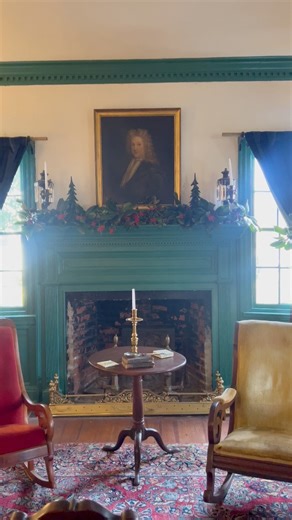 We decorated the mantels and staircase of the Benjamin Berry house in Hertford, NC with greenery from around the yard. The magnolia tree and holly tree came in handy! | Old House Life - Michelle Bowers