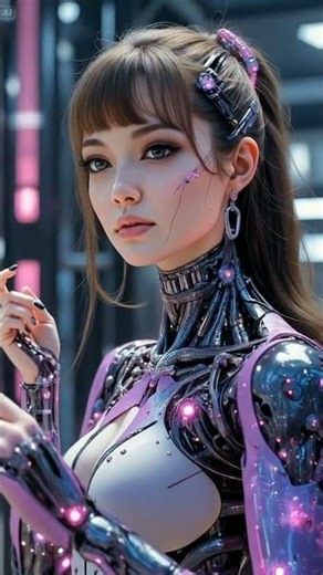 AMSR: Futuristic Neon-Purple Android Beauty