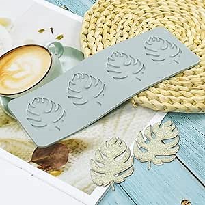 Fondant Silicone Moulds Tropical Leaves Silicone Imprint Mat Gum Paste Press Mold for Cake Chocolate Cupcake Decorating Cake Toppers Candy Cookies Resin Sugarcraft (C_7.72x2.72x0.12inch)
