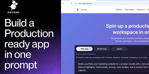 agumbe.dev | AI workspaces for building and running apps on Kubernetes | Product Hunt