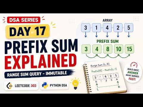 DSA Day 17 : Prefix Sum Explained | Range Sum Query - Immutable (LeetCode 303) | Python DSA