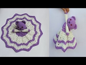 Crochet Bear Lovey | Security Blanket for Baby - Amigurumi Bear