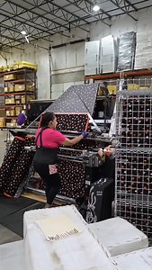 Strawberry by @kmelkight is at Moda!! They're carefully wrapping, labeling and packaging all of the bolts to send to shops now 😍 Shopping at the warehouse and witnessing this first hand were truly a special way to end my week in Dallas | Block Therapy Quilt Shop