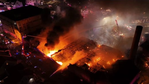 Crews battling hot spots after fire at abandoned chemical plant