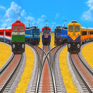 35K views · 241 reactions | 5 Different Colorful Trains Crazy Crossing at Sharp Bend Same Track Bumpy Branched Railroad Track | Mr OP Gaming | Facebook