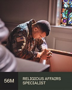 We bring the missions. You bring the ministry. Join the Army as a Religious Affairs Specialist (56M) and help Soldiers stay spiritually ready. You'll support the unit ministry team, coordinate worship services, and assist Chaplains in the field and beyond. Link below ⤵️ #56m | U.S. Army Chaplain Corps