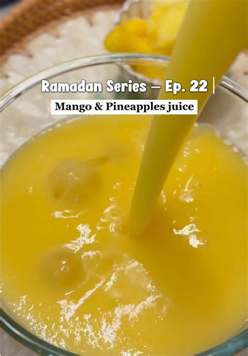 Ramadan Series – Ep. 22 | Mango & Pineapple Juice Ingredients Fresh or frozen mango – 1 cup Fresh or frozen pineapple – 1 cup Sugar – 3–4 tablespoons (adjust to taste) Water – 1 cup Method \t1.\tAdd the mango, pineapple, sugar, and water into a blender. \t2.\tBlend until smooth and well combined. \t3.\tTaste and adjust sugar if needed. \t4.\tPour into glasses and serve chilled. Follow me for more delicious recipes ♥️ #ramadan #mango #pineapple #juice #iftar