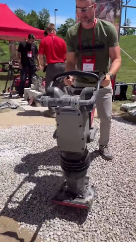 Using a battery-powered rammer