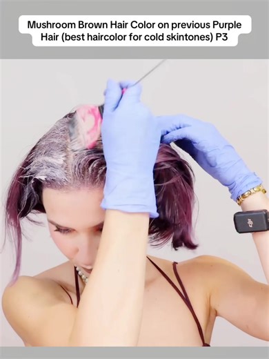 Transform Your Hair: Mushroom Brown Over Purple for Cool Tones
