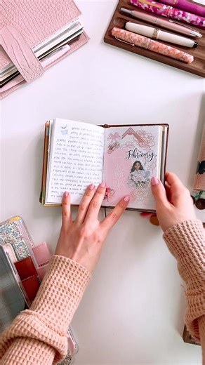 Flipthrough of my February wellness journal in my passport traveler’s notebook I used the first love journaling kit and ephemera from my shop Use code SAVE10 for 10% off on all orders 📔 planner: @travelers_company lined insert 🤎 planner cover: @travelers_company Starbucks reserve camel passport tn @baumkuchenstudio custom ✍🏻 fountain pen: @esterbrook love potion (b) ✨ inks: @ferriswheelpress billowing blush Use code JA-ANA 🏷️ #travelersnotebook #journaling #journal #hobonichitecho #fountainp