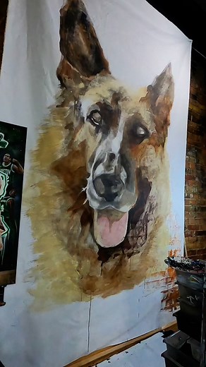 5.4K views · 239 reactions | My Painting of a German Shepherd Follow for more! #mural #dogpainting #germanshepherd #paintingprocess | Tommy Manning Art | Facebook