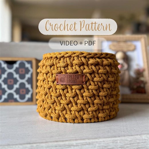 Crochet Rope Basket Pattern PDF, Instant Download, Chunky Textured Storage Basket, Video Included - Etsy